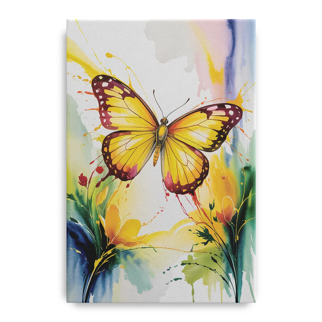 Bright Yellow Butterfly Front - Canvas Wall Art