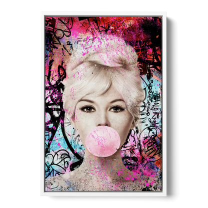 Brigitte Bubble Gum Front - White Canvas Wall Art