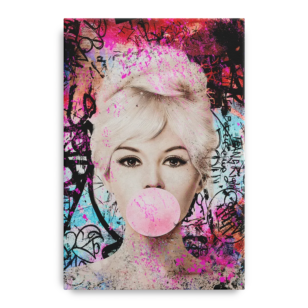 Brigitte Bubble Gum Front - Canvas Wall Art