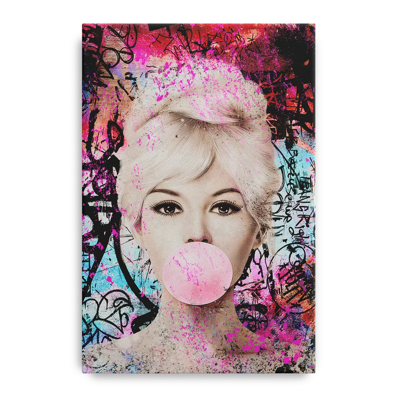 Brigitte Bubble Gum Front - Canvas Wall Art