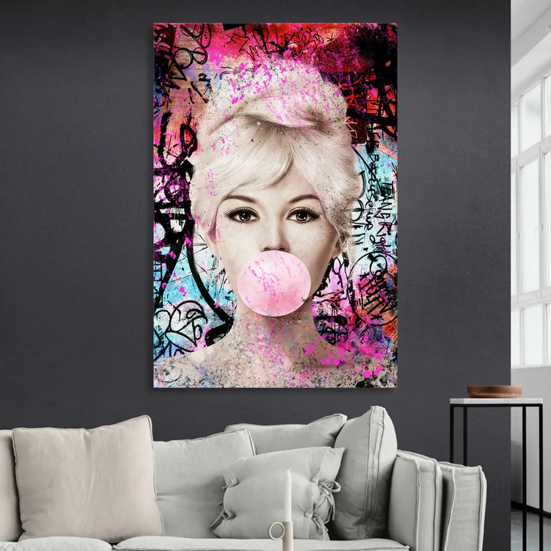 Brigitte Bubble Gum Living Room - Canvas Wall Art