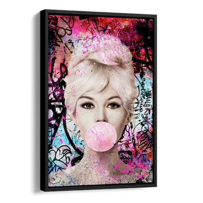 Brigitte Bubble Gum Side - Black Canvas Wall Art