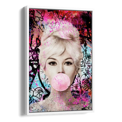 Brigitte Bubble Gum Side - White Canvas Wall Art