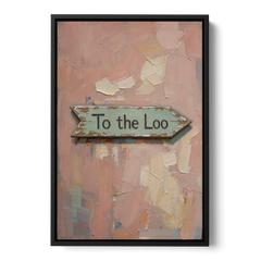British Bathroom Decor with a Weathered Loo Arrow - Black Framed Canvas Wall Art - Front