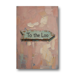 British Bathroom Decor with a Weathered Loo Arrow - Canvas Wall Art - Front
