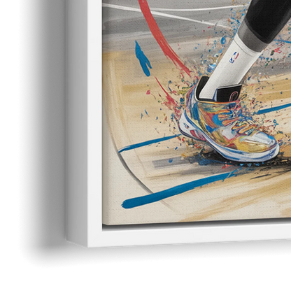 Brooklyn Nets Dynamic Action Scene  Impressionistic Basketball Art - Close-Up White Frame Canvas