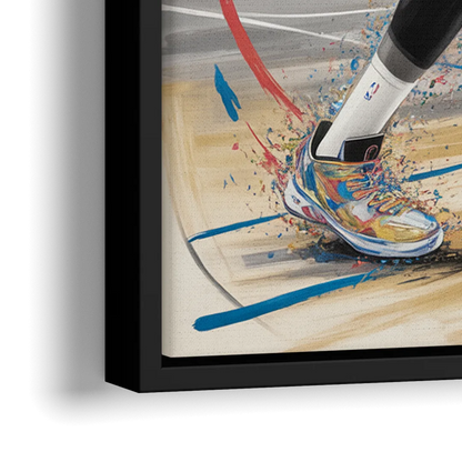 Brooklyn Nets Dynamic Action Scene  Impressionistic Basketball Art - Close-Up Black Frame Canvas