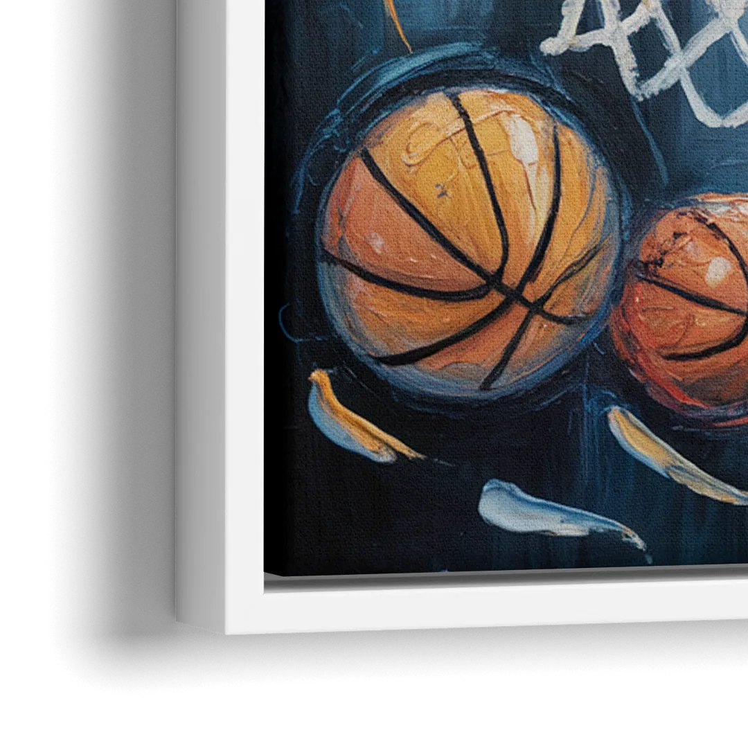 Brooklyn Nets Dynamic Basketball Impressionism Art - Close-Up White Frame Canvas