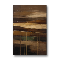 Brown Earth Strata with Gold Drips - Canvas Wall Art - Front