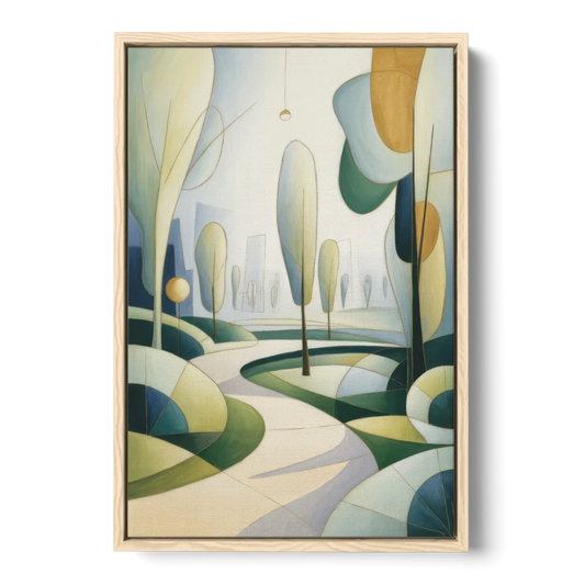 Brussels Park Tranquility - Oak Framed Canvas Wall Art - Front