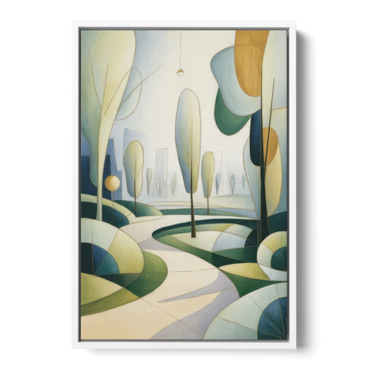 Brussels Park Tranquility - White Framed Canvas Wall Art - Front