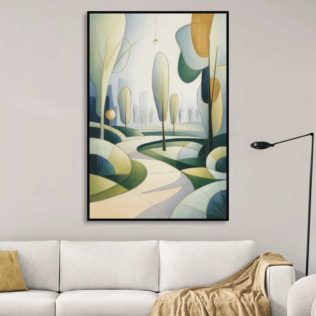 Brussels Park Tranquility Living Room - Black Canvas Wall Art