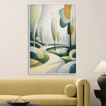 Brussels Park Tranquility Sitting Room - White Canvas Wall Art