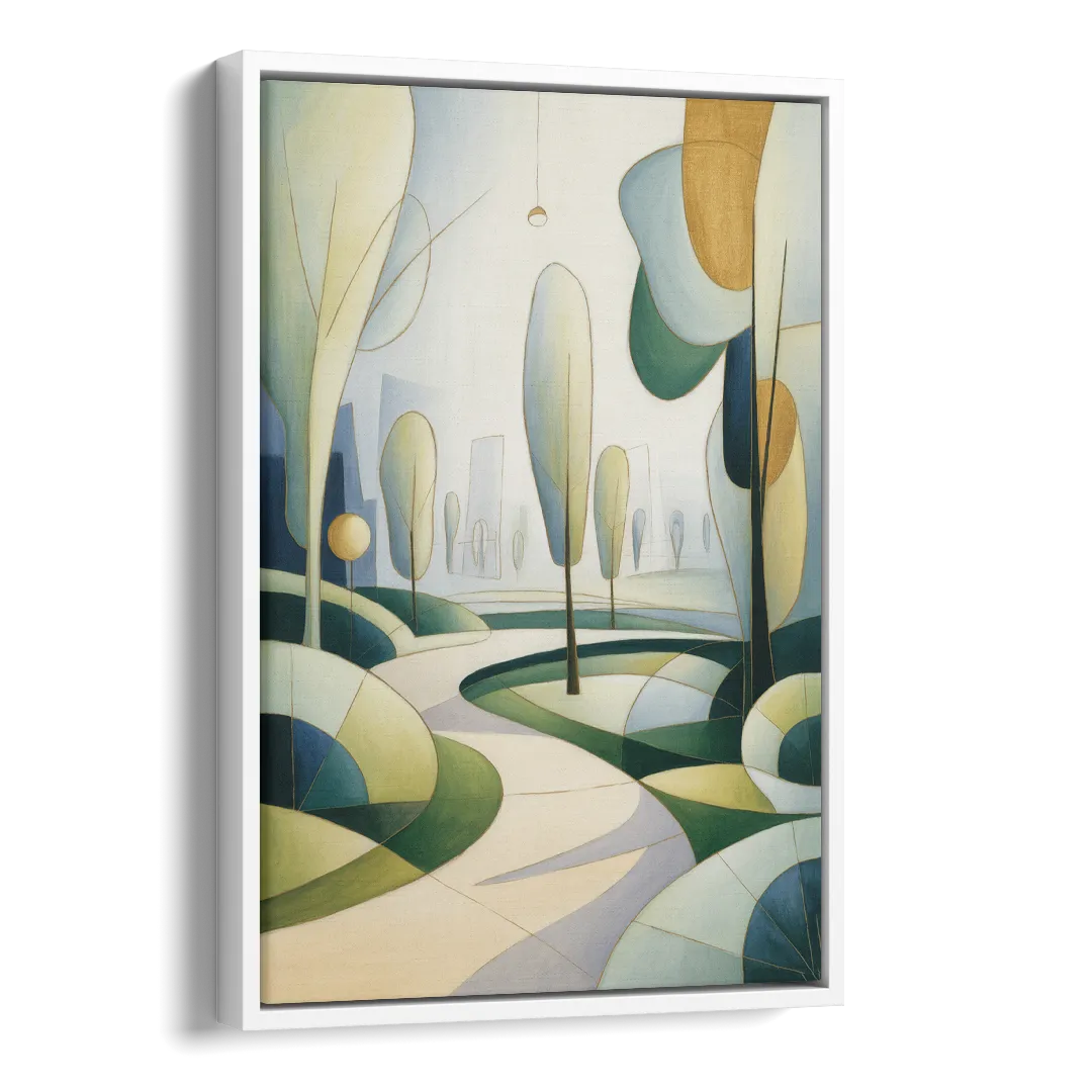Brussels Park Tranquility Side - White Canvas Wall Art