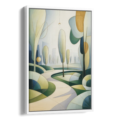 Brussels Park Tranquility Side - White Canvas Wall Art