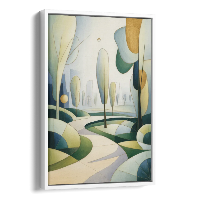 Brussels Park Tranquility Side - White Canvas Wall Art