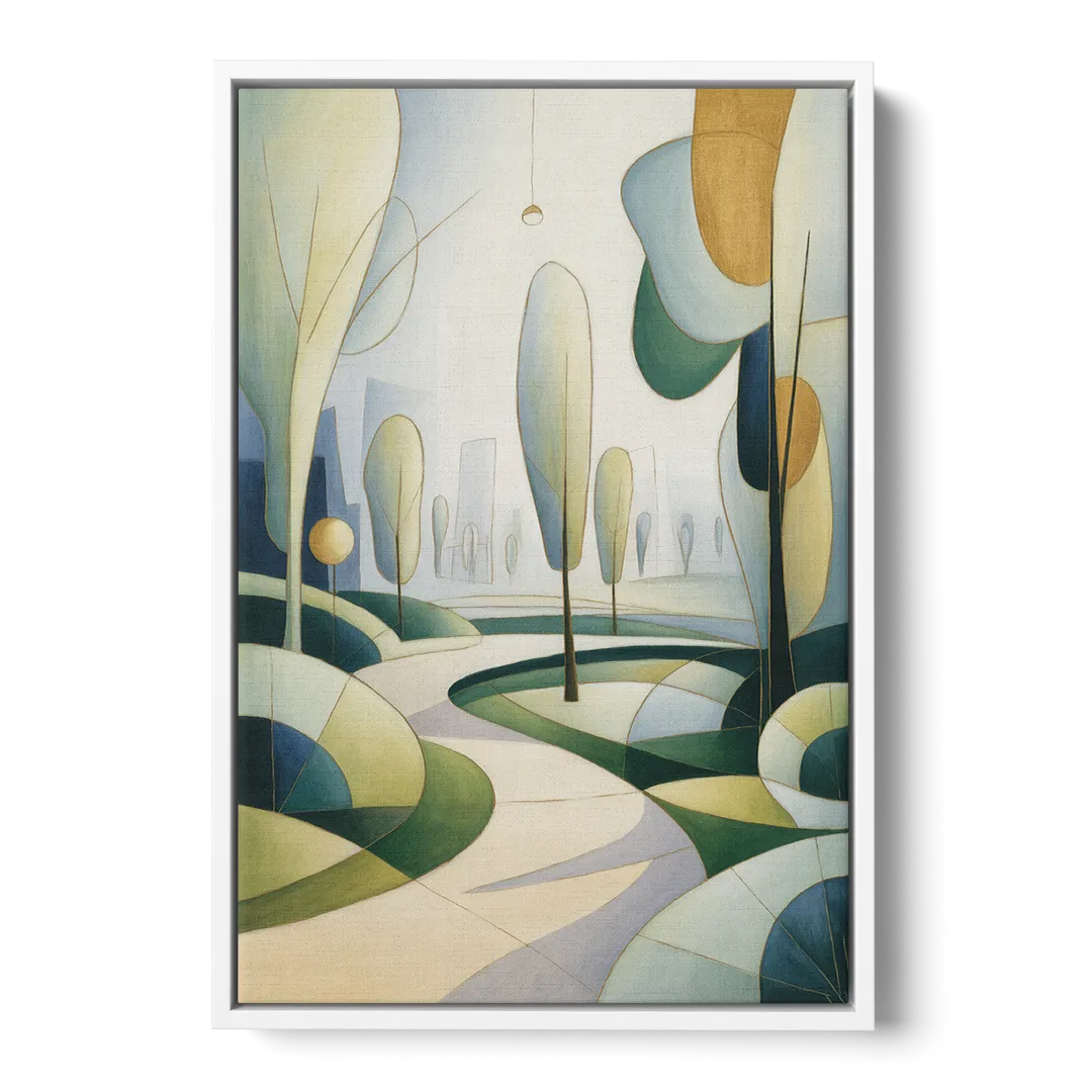 Brussels Park Tranquility Front - White Canvas Wall Art