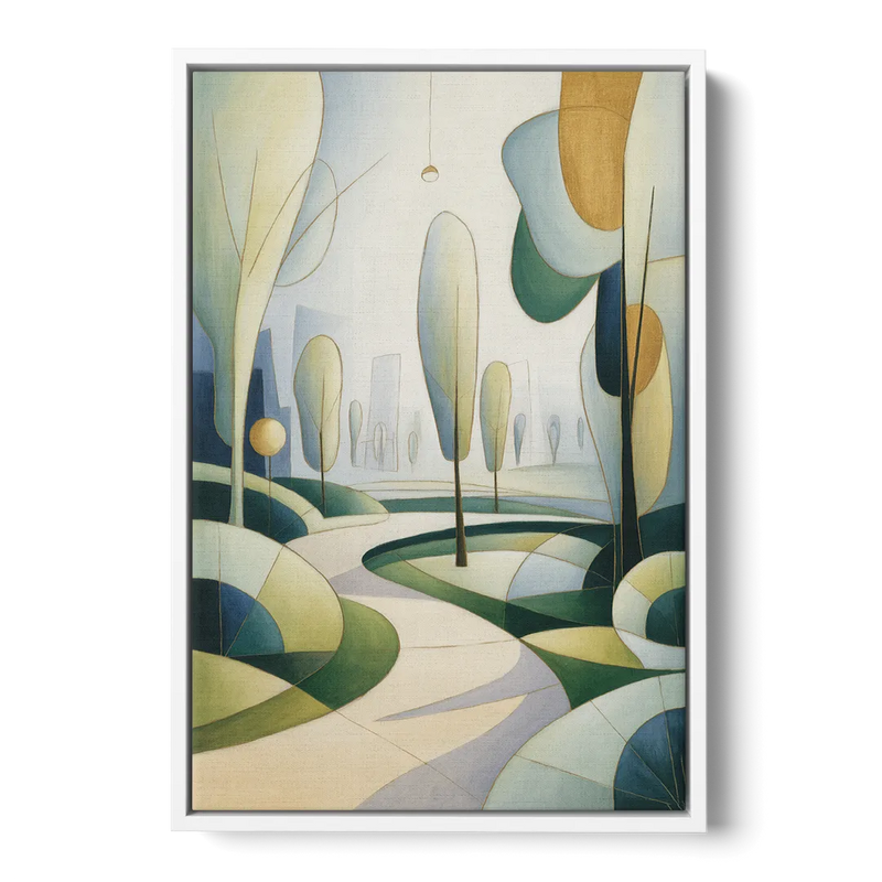 Brussels Park Tranquility Front - White Canvas Wall Art