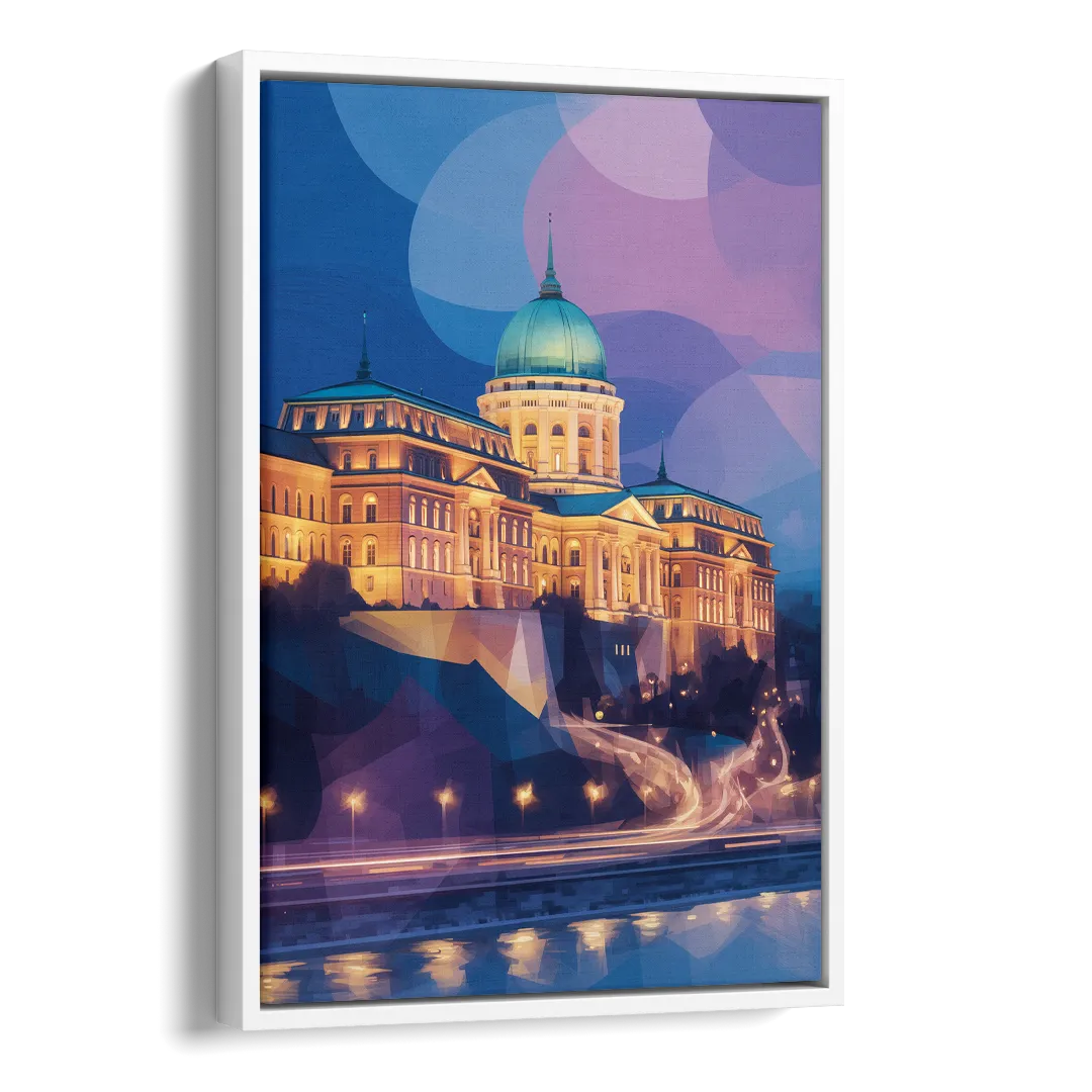 Buda Castle Glow Side - White Canvas Wall Art