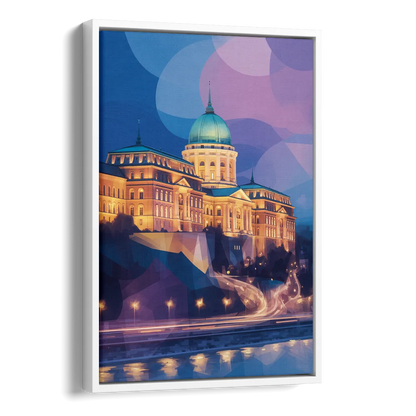 Buda Castle Glow Side - White Canvas Wall Art