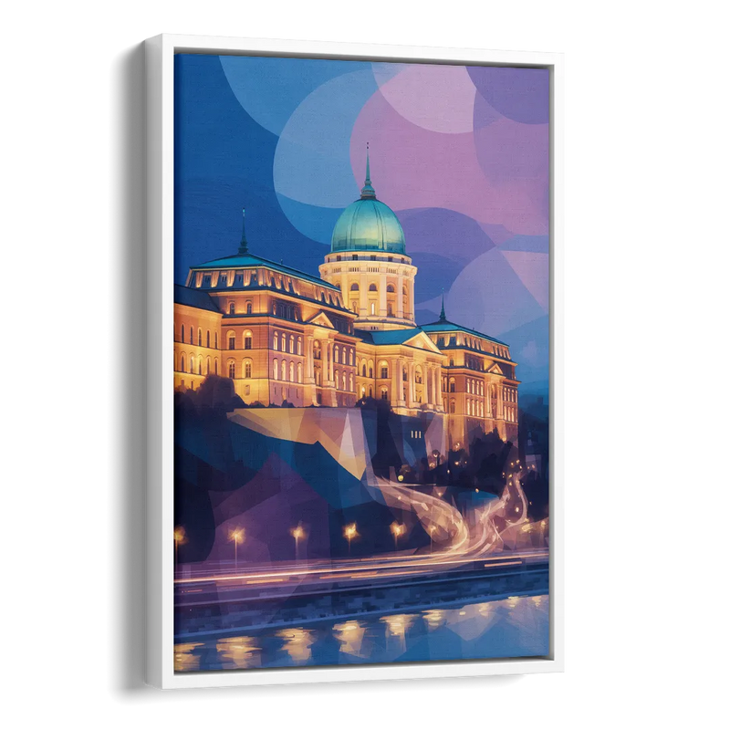Buda Castle Glow Side - White Canvas Wall Art