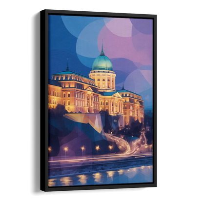 Buda Castle Glow Side - Black Canvas Wall Art