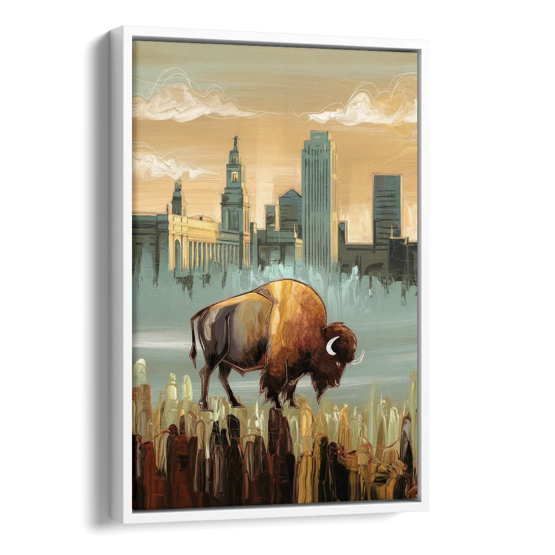 Buffalo All America City Side - White Canvas Wall Art