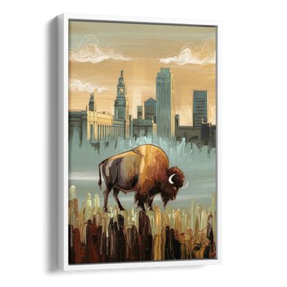 Buffalo All America City Side - White Canvas Wall Art