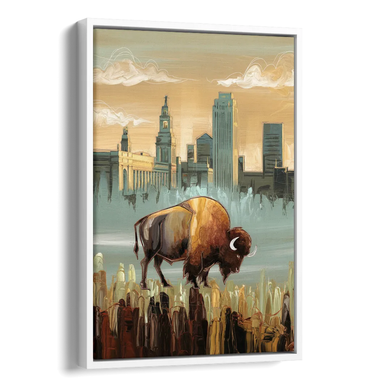 Buffalo All America City Side - White Canvas Wall Art