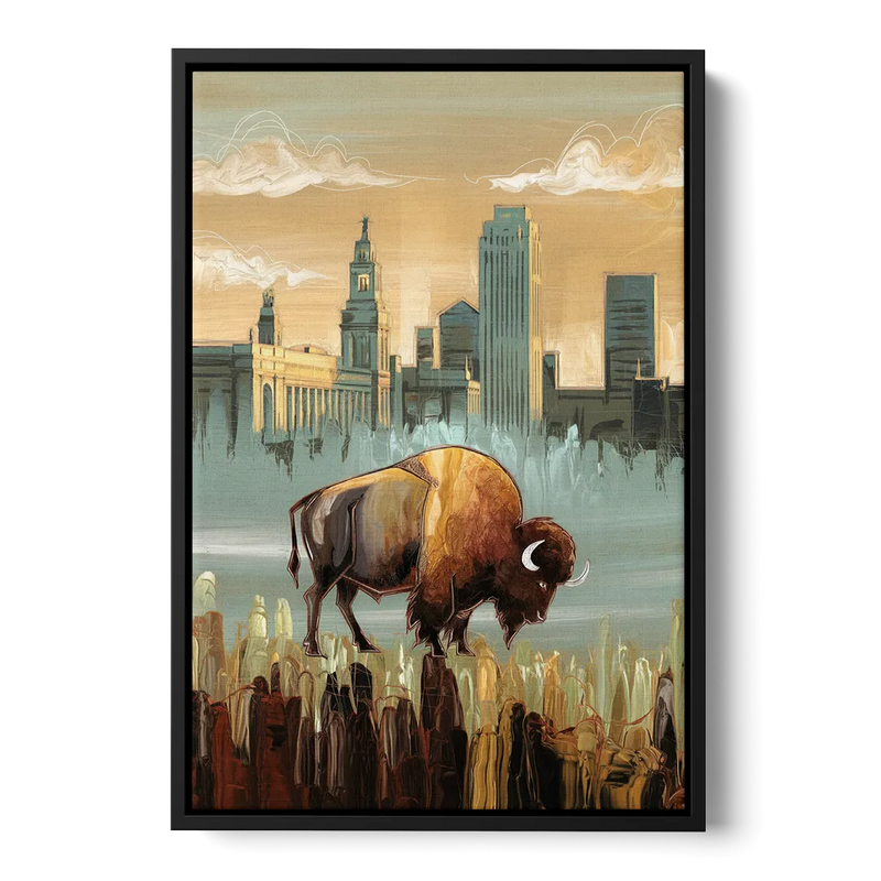 Buffalo All America City Front - Black Canvas Wall Art