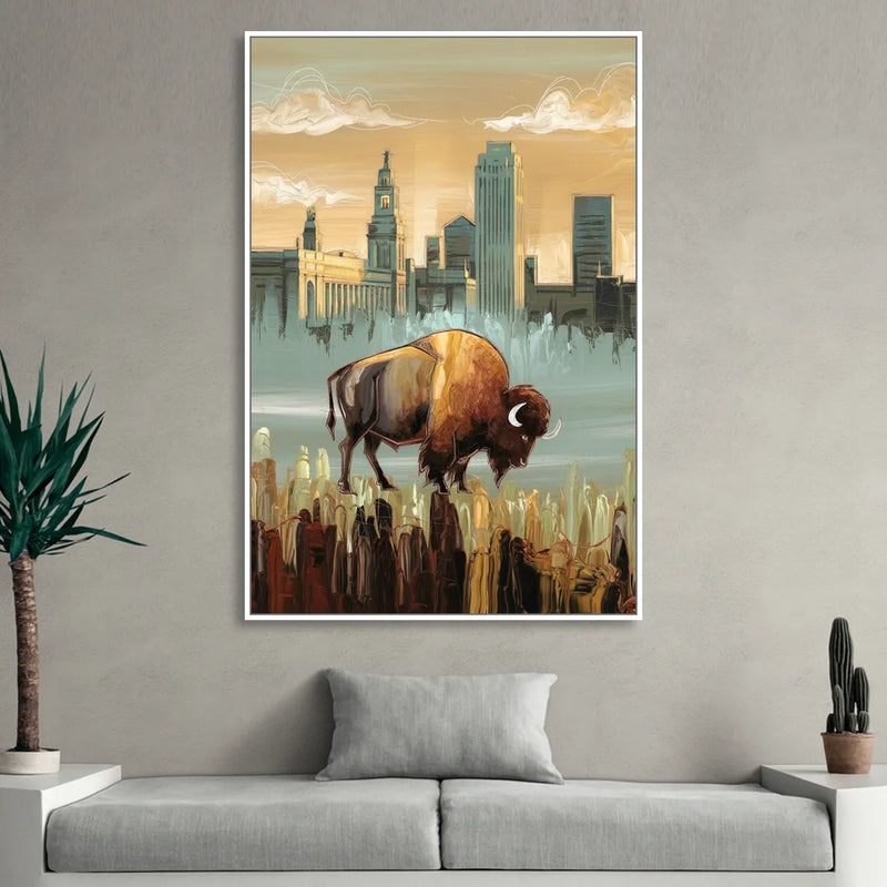 Buffalo All America City Living Room - White Canvas Wall Art