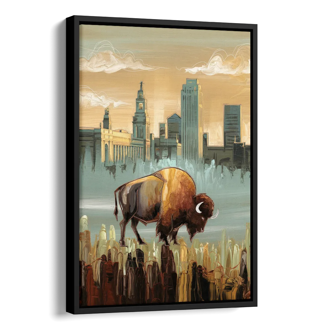 Buffalo All America City Side - Black Canvas Wall Art