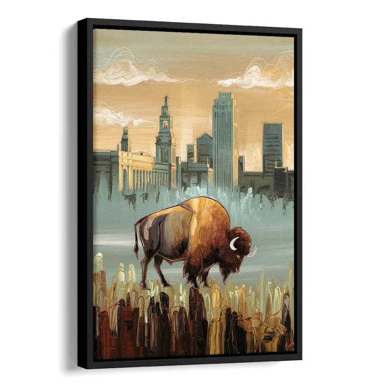 Buffalo All America City Side - Black Canvas Wall Art