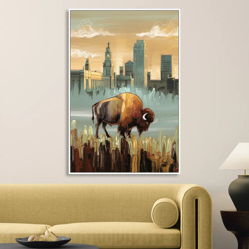 Buffalo All America City Sitting Room - White Canvas Wall Art