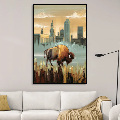 Buffalo All America City Living Room - Black Canvas Wall Art