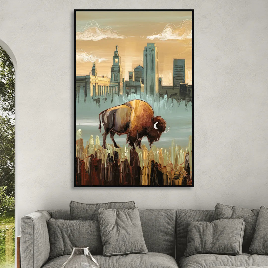 Buffalo All America City Sitting Room - Black Canvas Wall Art