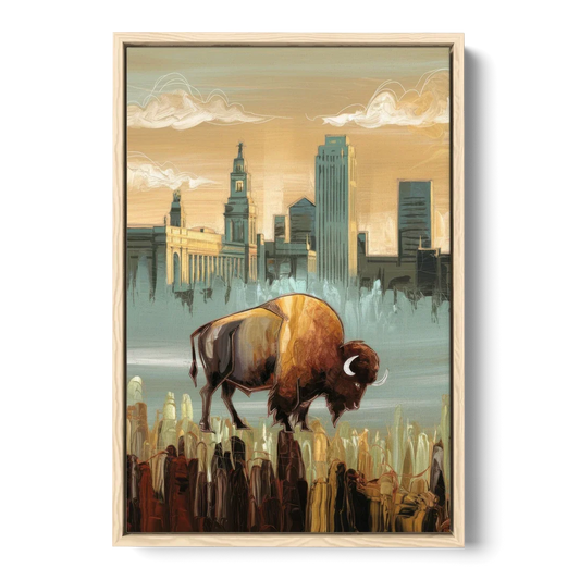 Buffalo All America City - Oak Framed Canvas Wall Art - Front