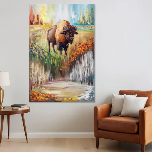 Buffalo All Seasons Beauty - Canvas Wall Art - Sofa - 40x60