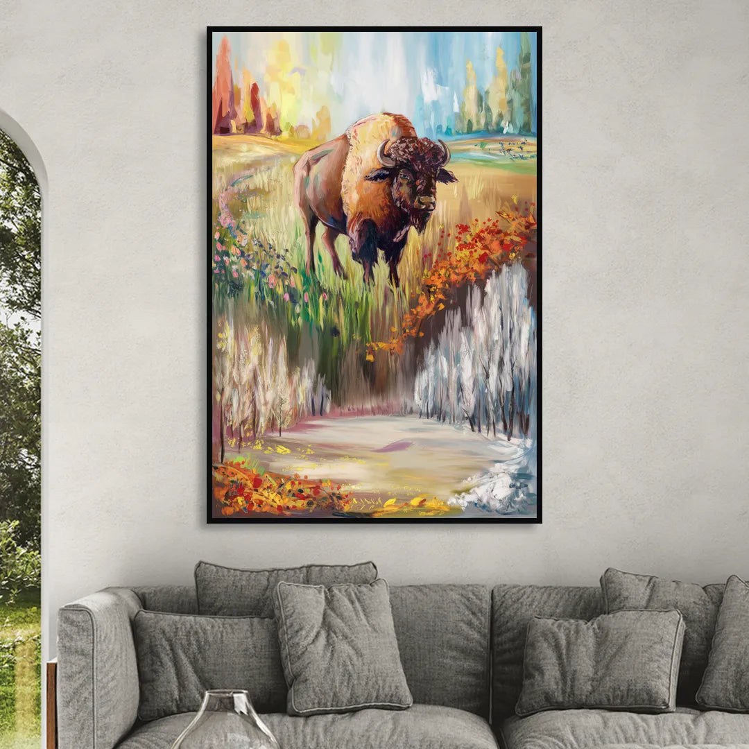 Buffalo All Seasons Beauty Living Room - Black Canvas Wall Art