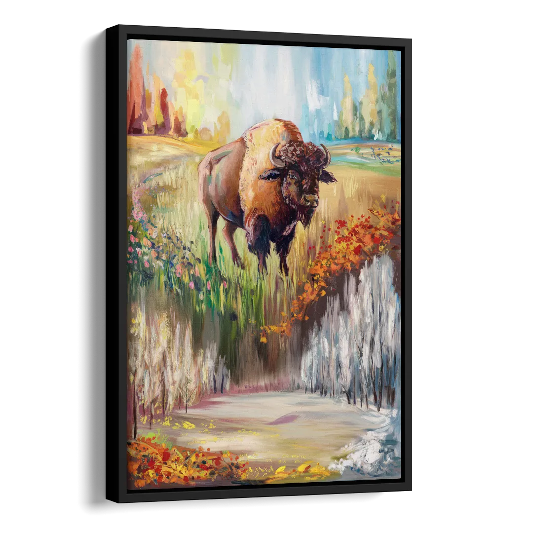Buffalo All Seasons Beauty Side - Black Canvas Wall Art