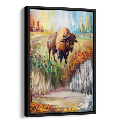 Buffalo All Seasons Beauty Side - Black Canvas Wall Art