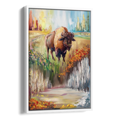 Buffalo All Seasons Beauty Side - White Canvas Wall Art