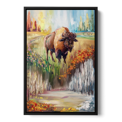 Buffalo All Seasons Beauty Front - Black Canvas Wall Art