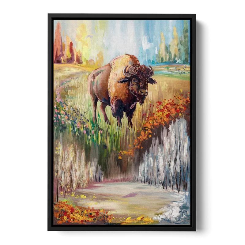 Buffalo All Seasons Beauty Front - Black Canvas Wall Art