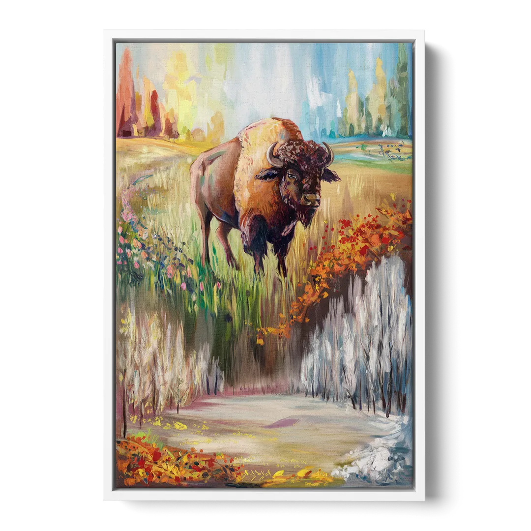 Buffalo All Seasons Beauty Front - White Canvas Wall Art