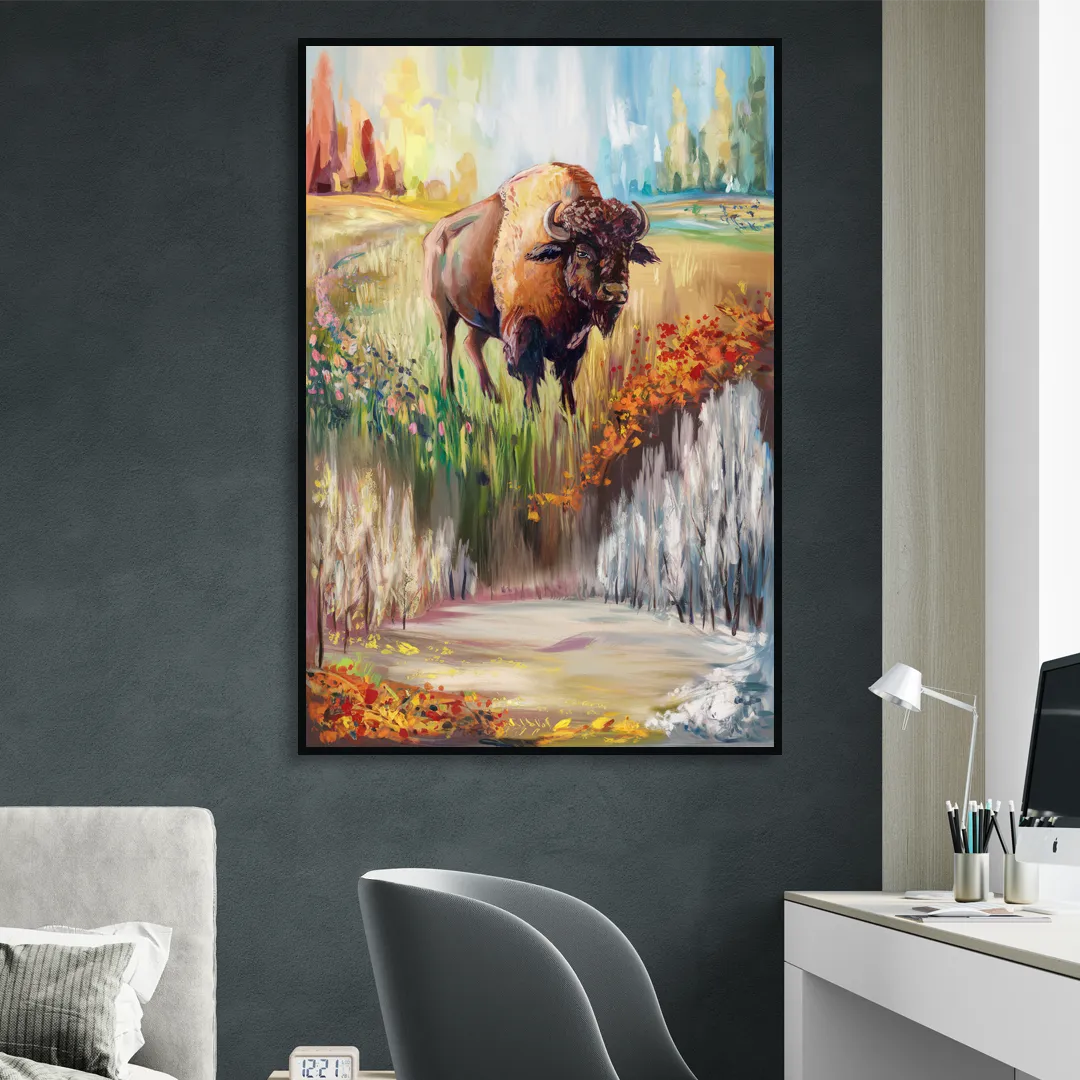Buffalo All Seasons Beauty Sitting Room - Black Canvas Wall Art