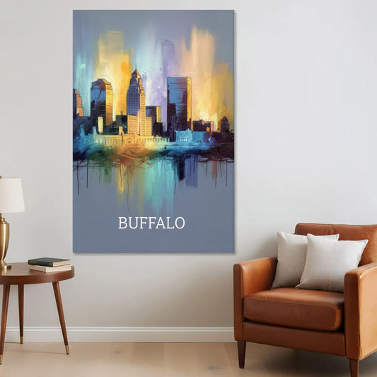 Buffalo Architectural Charm - Canvas Wall Art - Sofa - 40x60