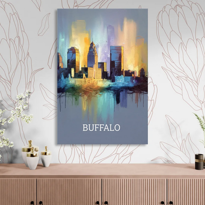 Buffalo Architectural Charm Living Room - Canvas Wall Art