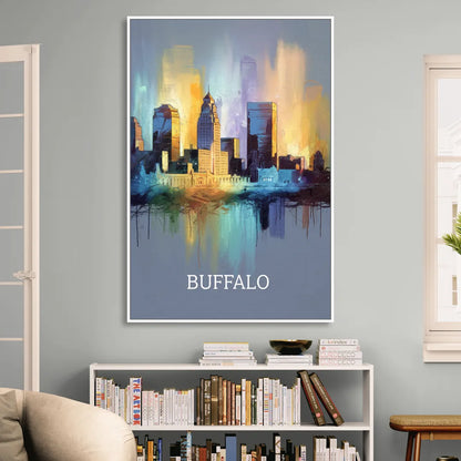 Buffalo Architectural Charm Sitting Room - White Canvas Wall Art