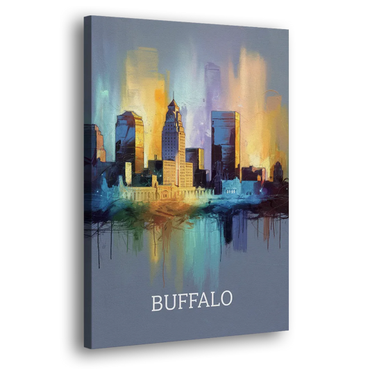 Buffalo Architectural Charm Side - Canvas Wall Art